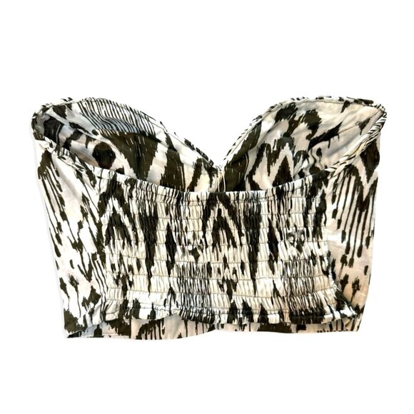 NWT Misa Los Angeles Ikat Print Bustier Crop Top Olive & White XS - Picture 4 of 9
